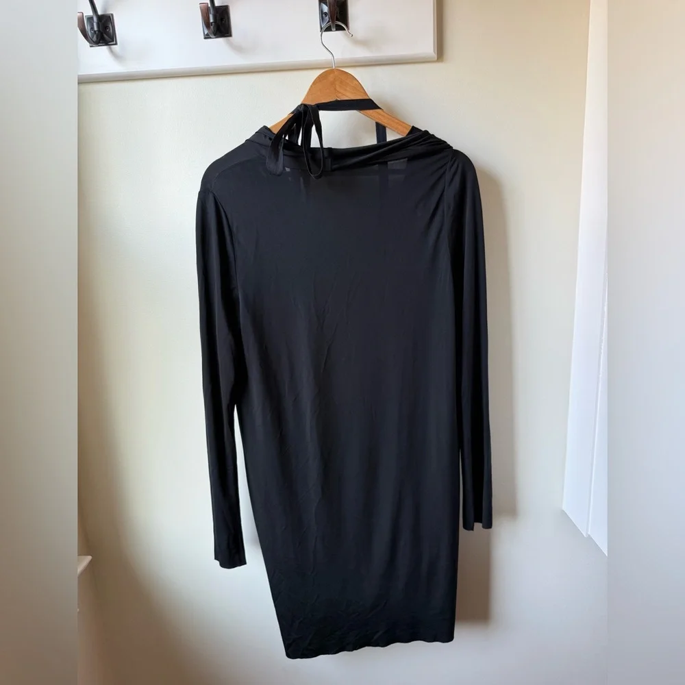 ALLSAINTS Amei Long Sleeve Dress Drape Black Cowl Elegant Contemporary 8 - Picture 2 of 6